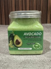 Purity Natural Avocado Face & Body Scrub 350g Exfoliating Green Extract Jar New