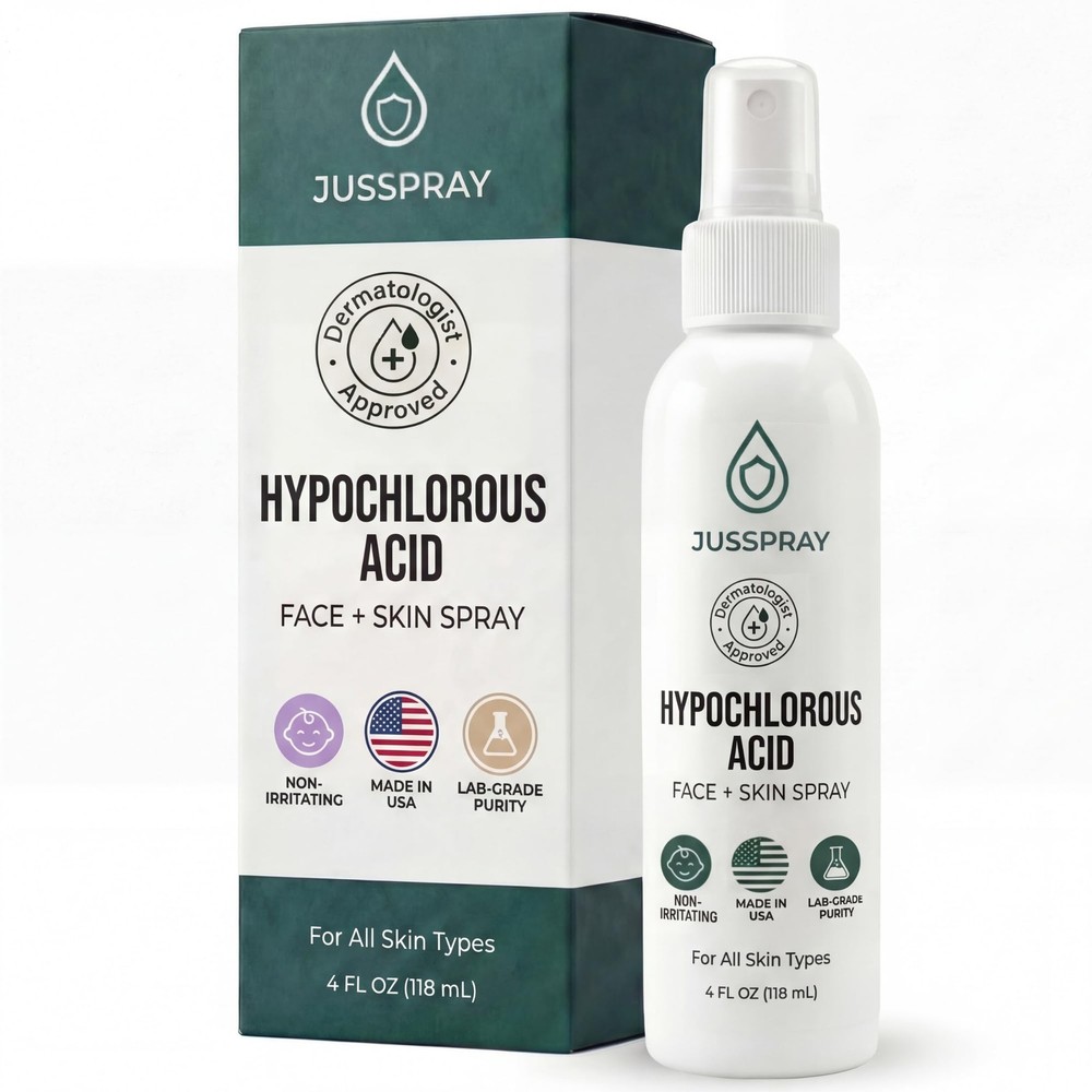 Jusspray™ Hypochlorous Acid Spray for Face and 4 Fl Oz (Pack of 1), Clear