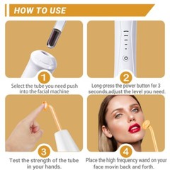 High Frequency Skin Therapy Wand 4PC Neon ARgon Facial Device Skin Care