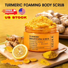 New Turmeric Body Scrub -Acne Dark Spots Smooth Skin Exfoliate Natural Soft Skin