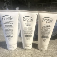 Profile Skincare 3pc Set Cleanser, Massage Cream & Vitamin C Moisturizer