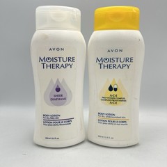 Lot of 2 AVON Moisture Therapy Sheer Diaphane & ACE body lotion 13.5 Oz Vintage