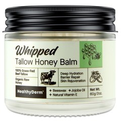 Beef Tallow Honey Balm for Skin: 100% Grass Fed Whipped 2 Ounce (Pack of 1)