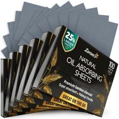 Natural Oil Blotting Sheets for Face with Bamboo Charcoal – 25% Larger – 6pk…