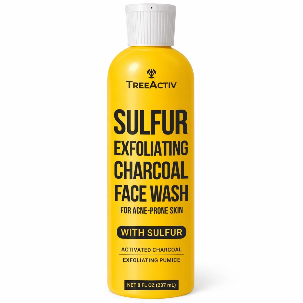 Sulfur 10% Exfoliating Charcoal Acne Face Wash, 8 Fl Oz