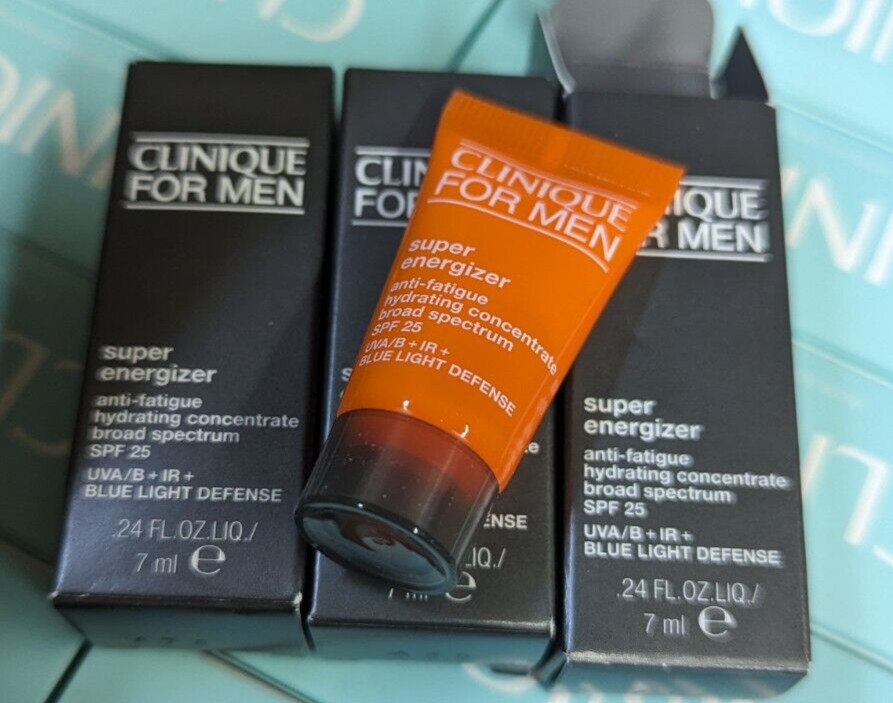 lot of 3 Clinique Men Super Energizer Anti-Fatigue Concentrate SPF 25 .24 oz NIB