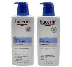 2 Pack Eucerin Skin Calming Body Lotion Fragrance Free Natural Oatmeal 16.9 oz
