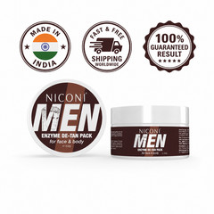 Niconi Men Enzyme De-Tan Pack 300g Face Body Tan Removal Brightening Mask