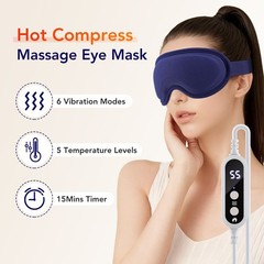 Heated Massage Eye Mask for Dry Eyes Warm Compress with 5 Heat 6 Vibration Modes