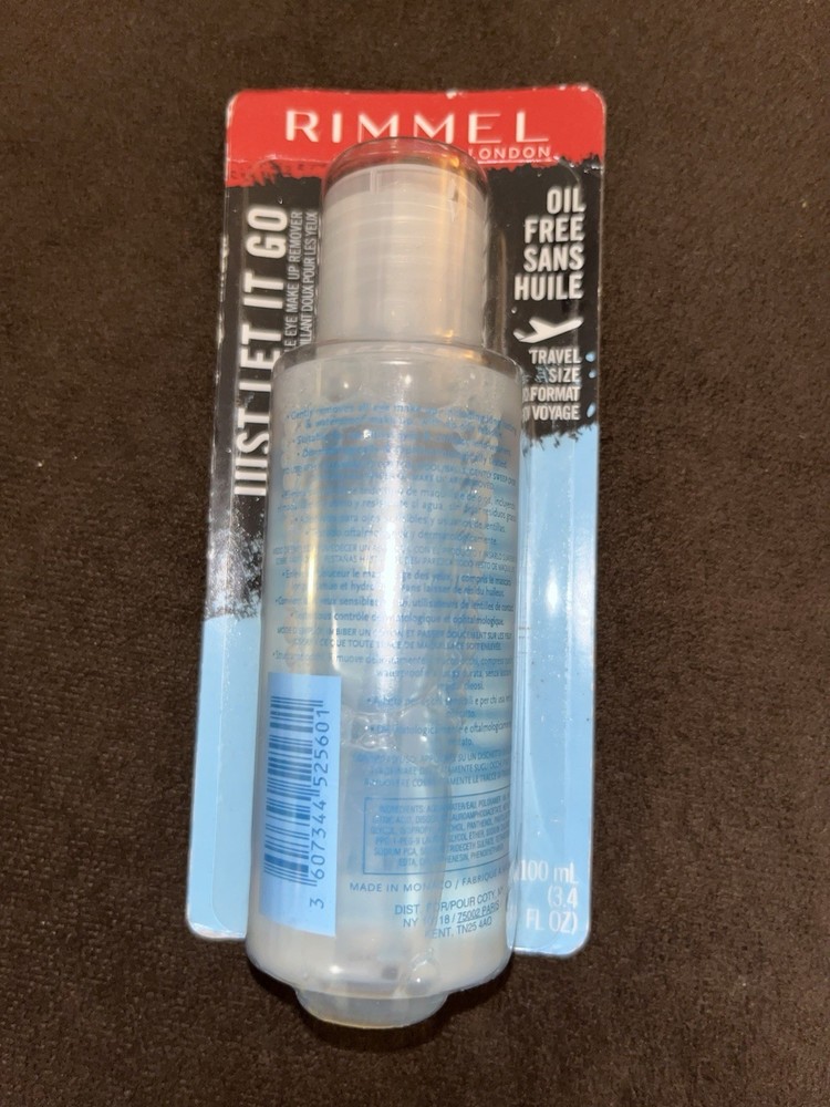 Rimmel London Oil-Free Eye Makeup Remover Liquid, Travel Size 100 mL (3.4 fl oz)