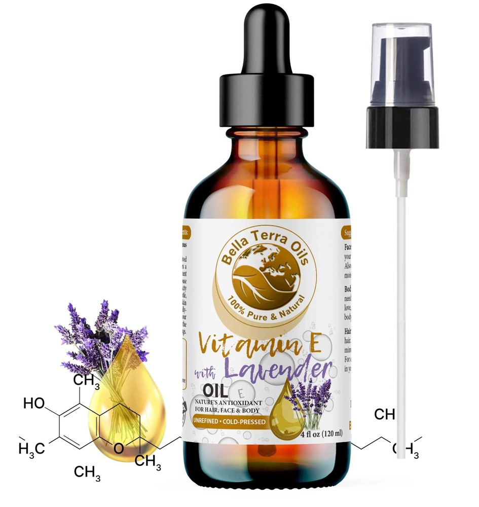Vitamin E Oil with Lavender – 4oz | Nourishing Oil for Skincare, Haircare & Stre