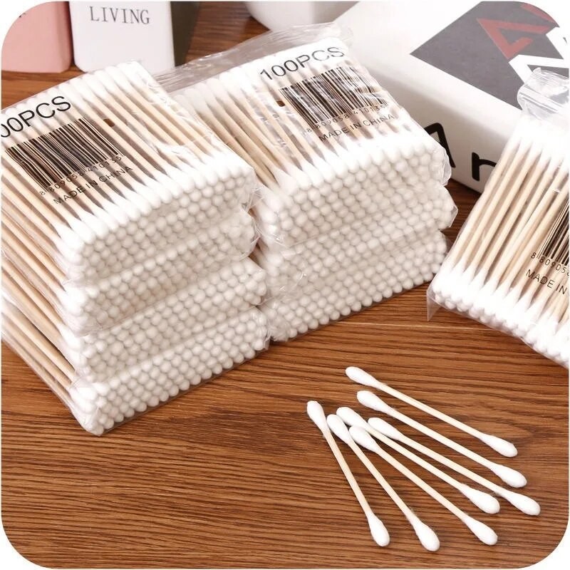 500pcs Double-Ended Cotton Buds for Ear, Nose & Makeup
