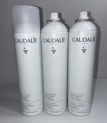 3 New Caudalie Grape Water Spray, 10oz Each, 2 Missing Caps With Small Dents
