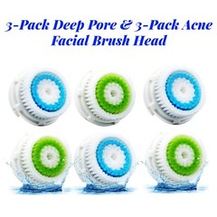6-Pack Deep Pore & Acne Brush Facial Brush Head for Clarisonic Mia 1, 2, 3