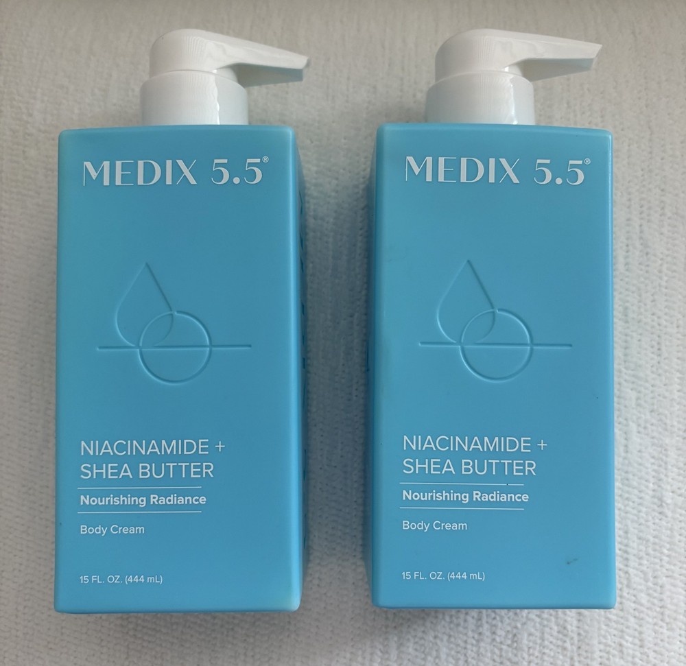 2 PACK MEDIX 5.5 NIACINAMIDE + SHEA BUTTER BODY CREAM 15 FL OZ BOTTLES