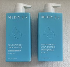 2 PACK MEDIX 5.5 NIACINAMIDE + SHEA BUTTER BODY CREAM 15 FL OZ BOTTLES