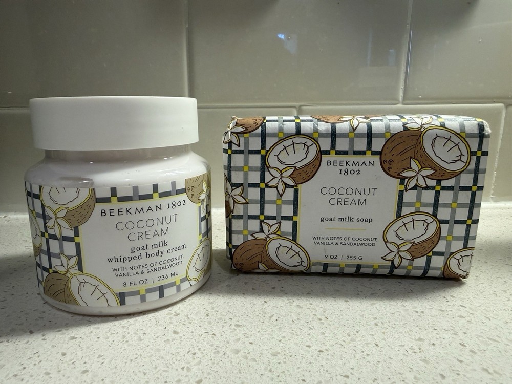 Beekman 1802 Coconut Cream Goat Milk Whipped Body Cream Soap Bar Hand Set New