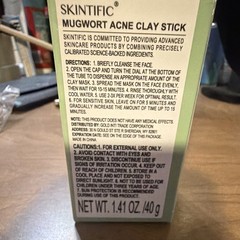 SKINTIFIC Mugwort Acne Clay Stick Niacinamide SA Centella Face 1.41oz