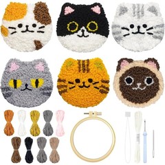 Morledoa Punch Needle Coasters Kit, Kits 3.9 x inches, Cat