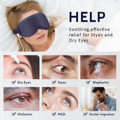 Electric Heated Eye Mask Vibration Massager, Warm Eye Compress Mask for Dry Eyes