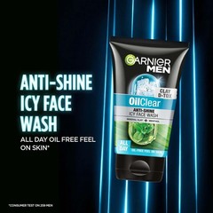 2 X Garnier Men Oil Clear Clay D-Tox Deep Cleansing Icy Face Wash 100gm