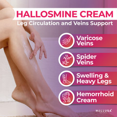 2 pack Hallosmine cream + Free Hallosmine Ultra Diosmin, Vein support supplement