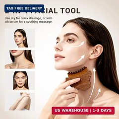Wood Lymphatic Contour Face Brush Dry Brushing and Gua Sha Tool | Solid wood