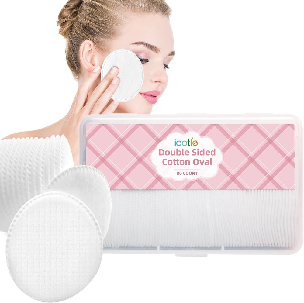 Large Oval Cotton Pads, 80 Count, Multi-Layer, 80 Count (Pack of 1), Box