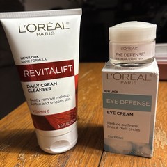L&rsquo;Oreal Paris RevitaLift Radiant Smoothing Cream Cleanser, 5 oz & Eye Defense .5