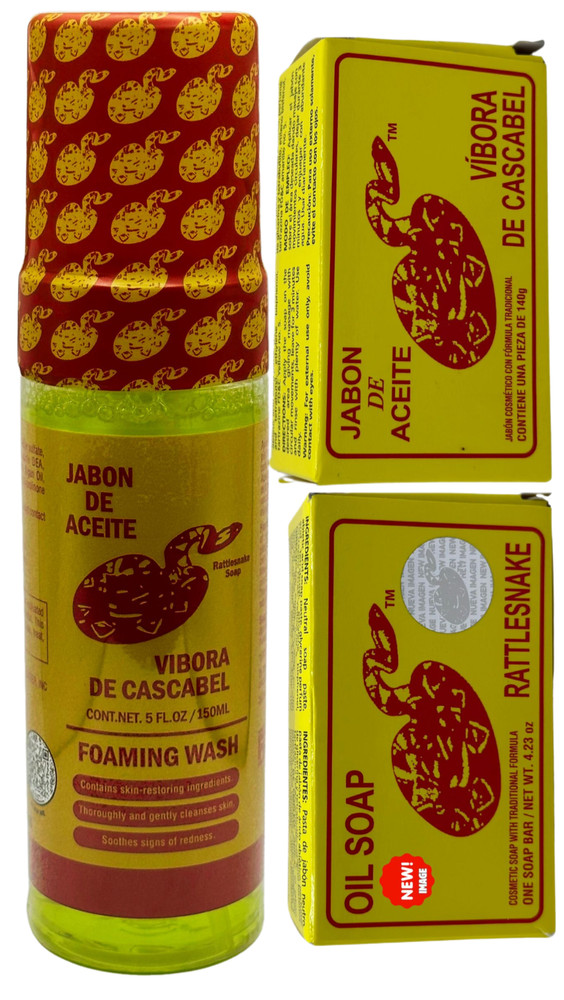 Jabon De Aceite de Vibora de cascabel FOAMING WASH 150ml + 2 Bar soaps