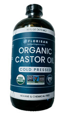 FLORISAN ORGANIC CASTOR OIL COLD PRESSED HEXANE & CHEMICAL FREE 16 oz NEW SEALED