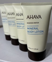 4 Pc – AHAVA Dead Sea Water Mineral Body Lotion 1.3 fl.oz/40 ml Each Travel Size