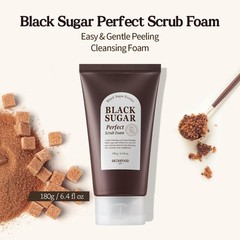 SKINFOOD Black Sugar Perfect Scrub Foam 180g – Detoxifying Pore Scrubs &