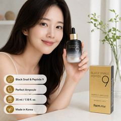Farmstay Black Snail Peptide 9 Perfect Ampoule 35ml(1.18oz) Hydrating Essence