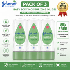 Johnson&rsquo;s Baby Body Oil Gel Aloe Vera Vitamin E 6.5 fl oz Pack of 3