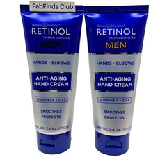 Retinol Hand Cream For MEN Sealed Hands Elbows Anti-Aging 6.8oz (2×3.4oz)