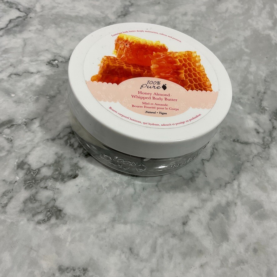 100% Pure Cosmetics Honey Almond Whipped Body Butter 3.4 oz 96g vegan natural