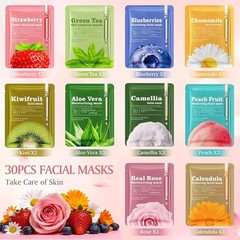 30pcs Face Masks Skincare, Bulk Facial Masks for Women Skin Care, Sheet Masks…