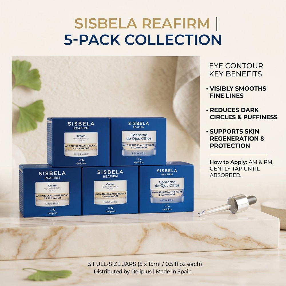 SISBELA REAFIRM CONTORNO DE OJOS BRAND DELIPLUS 15 ML Made in SPAIN 5 Units