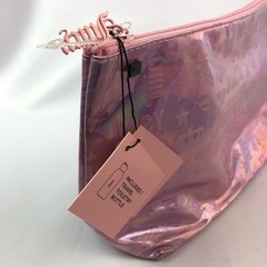 Juicy Couture Pink Holographic Cosmetic Bag W/ Travel Toiletry Bottle New