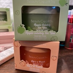 2x Beauty Creations peach and apple Sugar Body Scrub Set of 2 9.52oz