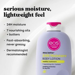 NEW eos Shea Better Body Lotion VANILLA CASHMERE 24-Hour Moisture Skin Care 16oz
