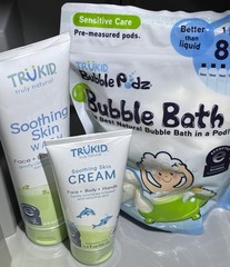 Soothing Skin Eczema Bundle, Bubble Bath Podz (60 Pods) Wash (8oz) Cream (3.4oz)
