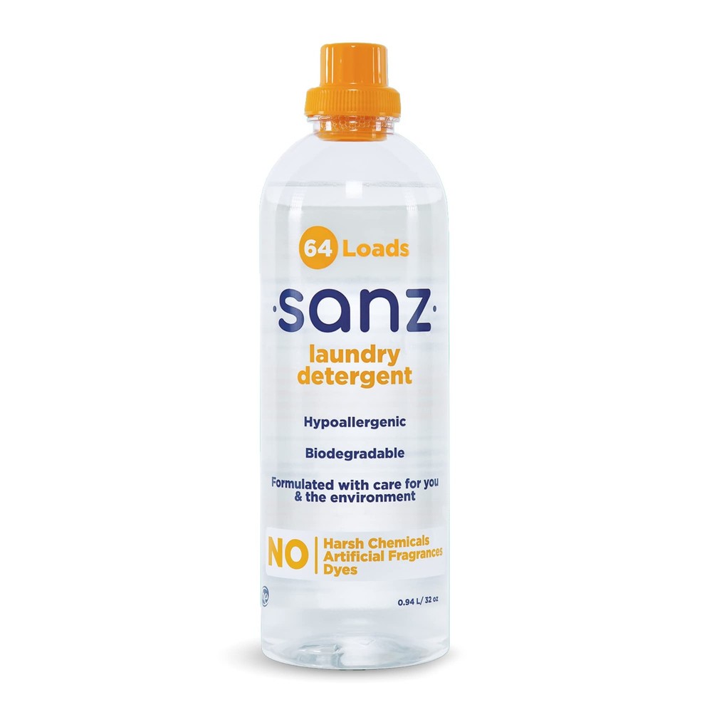 SANZ Hypoallergenic and Biodegradable Laundry 32 Fl Oz (Pack of 1), Clear