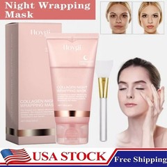 1Pcs Collagen Night Wrapping Mask Peel Off Face HOYGI Overnight Skin Care+Brush