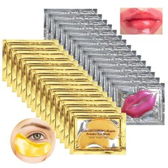 15 Pairs Eye Masks&15 Pairs Lip Mask,Collagen Crystal Mask Set Gift for Women
