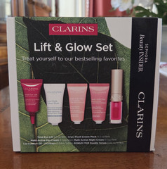 Clarins Lift & Glow Travel Set Serum Face/Night/Eye Cream Mask Lip Oil