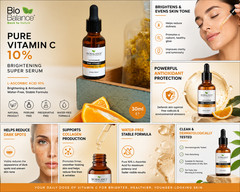 2x Bio Balance Pure Vitamin C Super Serum 30ml L-Ascorbic Acid 10% | Brightening