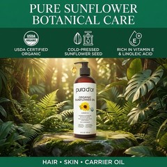 100% Pure Organic Sunflower Seed Oil 16 Oz – Cold Pressed Carrier Oil for DIY Be