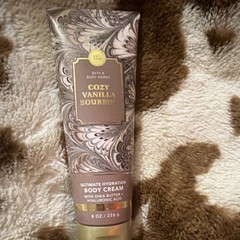 Bath and Body Works Cozy Vanilla Bourbon Shea Butter Cream, 8oz has been opened